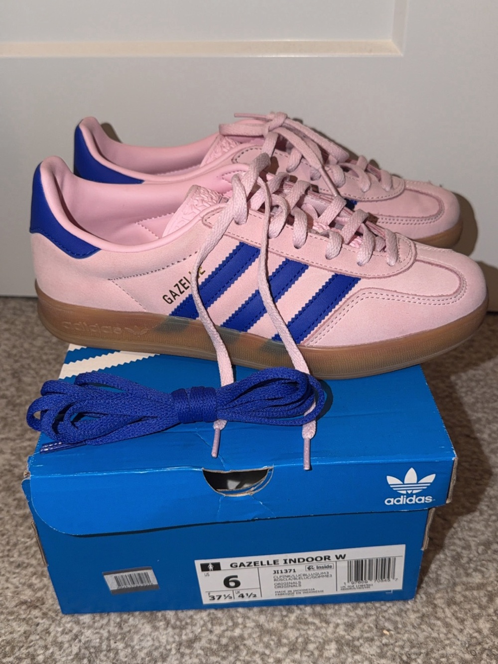 adidas Gazelle Pink and Blue Suede Sneakers - Picture 2 of 4